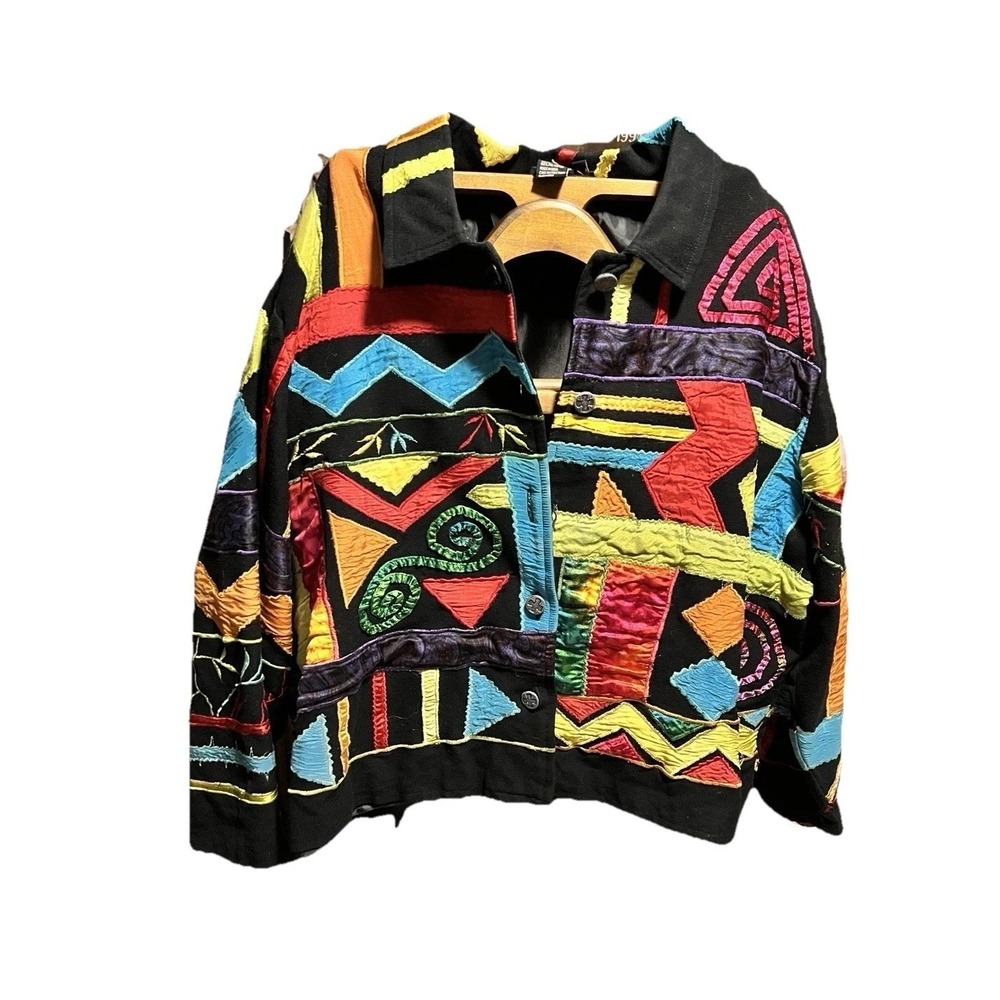Vintage Daniel K New York Retro  Patchwork Embroidered Jacket Womens 2 X